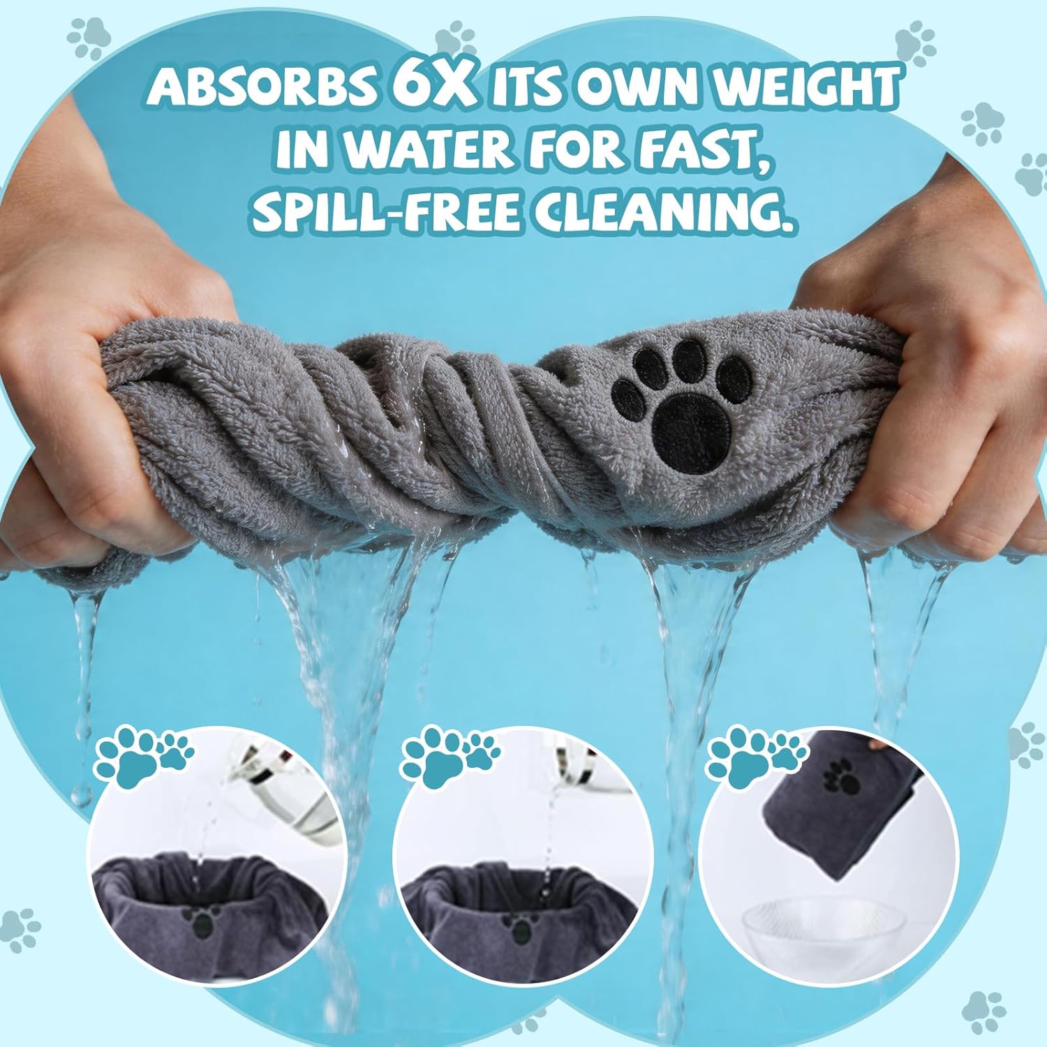 Petopia Grey Microfiber Pet Drying Towel - Hình 4