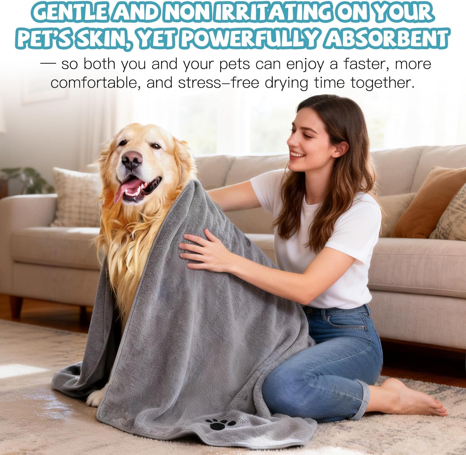 Petopia Grey Microfiber Pet Drying Towel - Hình 5