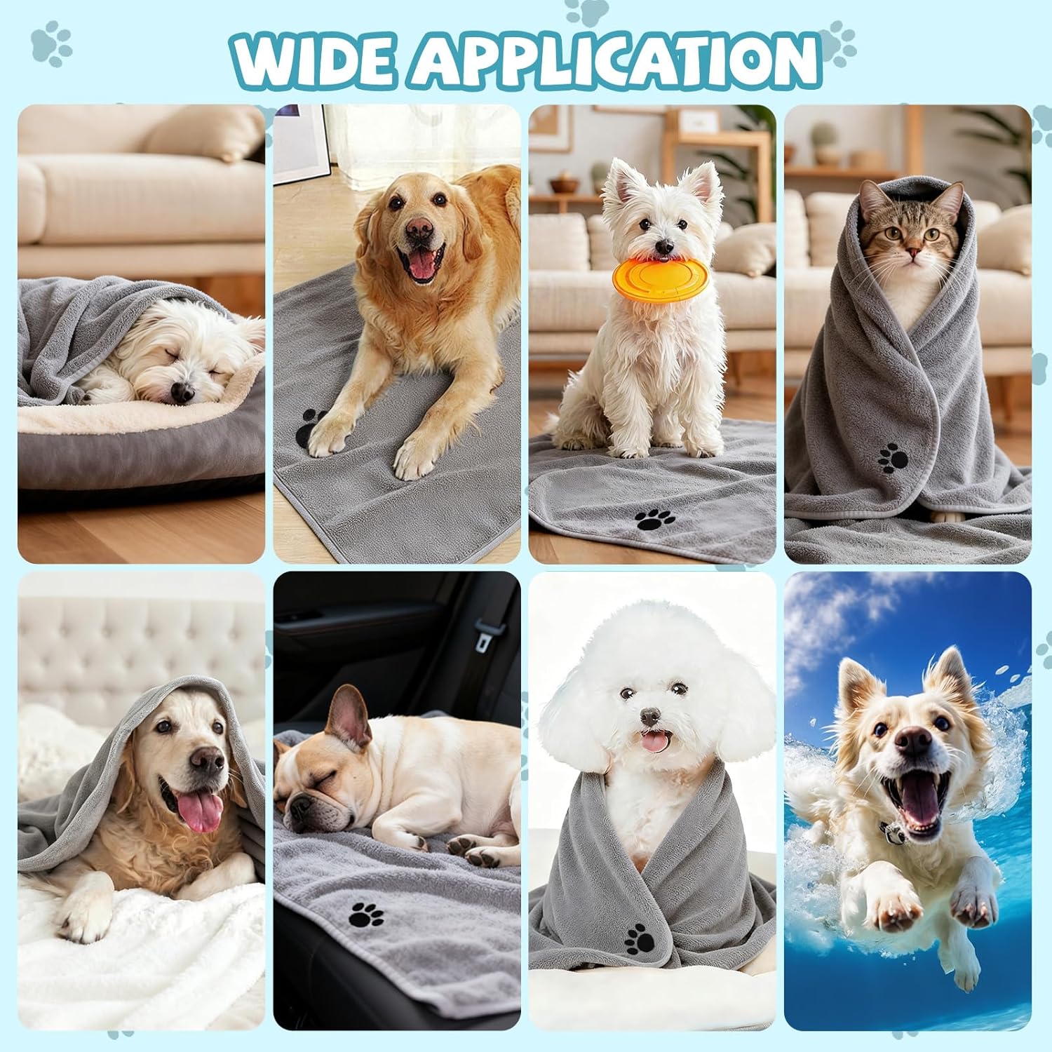 Petopia Grey Microfiber Pet Drying Towel - Hình 6